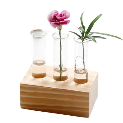 China Modern Simple Modern Home Plant Vase Flower Pot Hydroponic Wooden Low Vase for sale