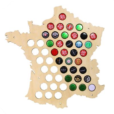 China Beer Viable Map France Craft Beer Bottle Holder Wooden Wall Art Gift For Collectors for sale