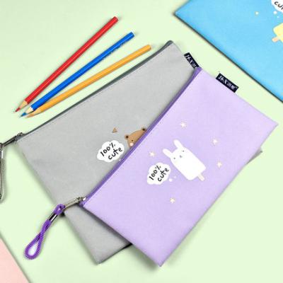 China Office School Folder Bags Custom Female Fashion Large Capacity 3 Layers Storage Handbag Collection Zipper Canvas Bag File Folders for sale