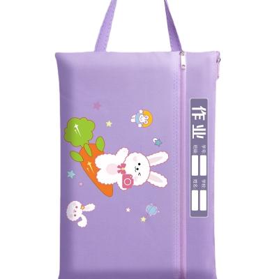 China Custom Canvas Cartoon Canvas Subject Sorting Folder Zipper Book Primary School Student Storage Bag for sale