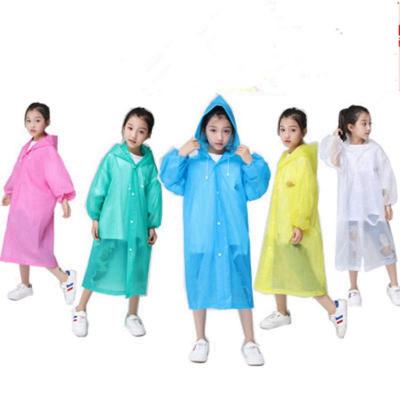 China EVA Impermeable Plastic Waterproof Portable Hooded Raincoat Transparent For Kids for sale