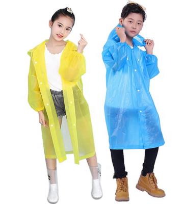 China 100% Raincoat Customize Colors Reusable Eva Material Kids Outdoor Raincoat With Hood And Sleeves for sale