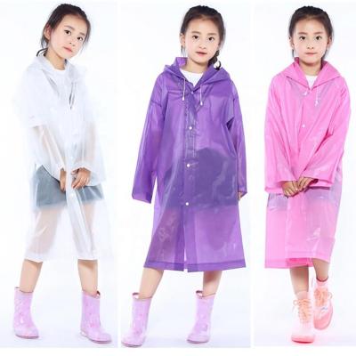 China Bachelor's Raincoat Children Raincoat Outdoor Activities EVA Rainwear Supplies Thick Material Waterproof Transparent Hooded Raincoat for sale