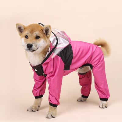 China Viable Large Dog Raincoat Pink Green Full Raincoat Hoodie Coat Clothes for sale