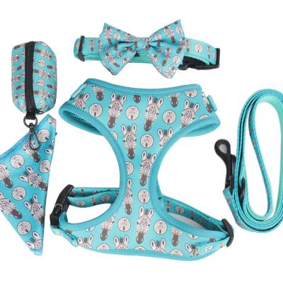 China Custom Designer Personalized Pet Dog Bow Link Collar and Harness with Leash Rope Set for sale