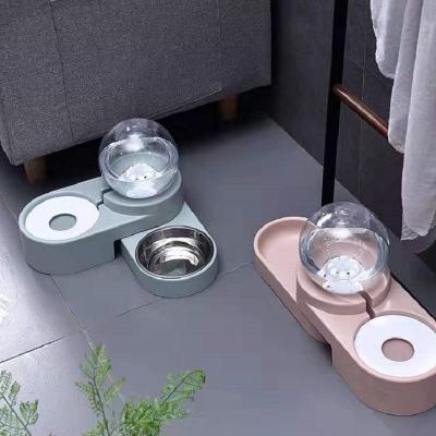 China Sustainable Automatic Slow Dog Double Feeders Roll Water Dispenser With Food Container for sale