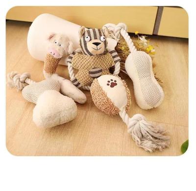 China Viable Aggressive Squeaky Rope Plush Chew Bone Dog Game Interactive Puzzle Toys for sale