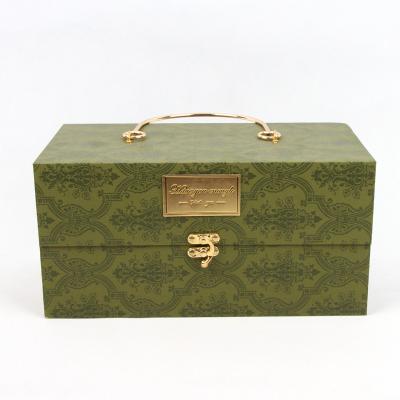 China Recycled Materials Custom Green Luxury Fragrance Essential Oil Packaging Box with Metal Latch Durable for sale