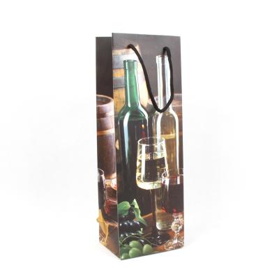 China Beverage Custom Brandy Beer Wine Bottle Paper Bag with Hand Sturdy Non-toxic for sale