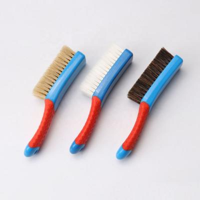 China New Hand Style Two Color Handle Sneaker Brush Cleaning Brush Horsehair Shoe Brush for sale