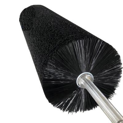 China Heavy Duty Industrial Mechanical Cleaning Brush Roller Round Brush Shaft Nylon Dust Brush Roller for sale