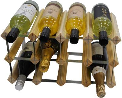 China Other Custom Natural Wood 12-Bottle Table Top Modular Wine Rack for sale