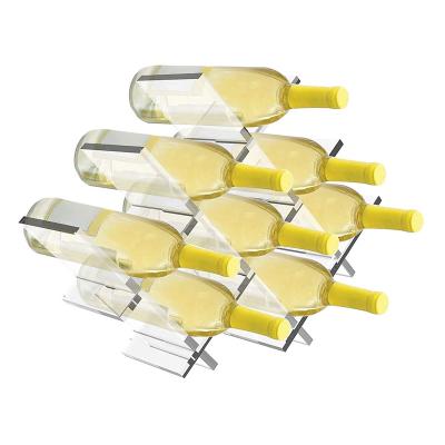 China Modern Clear Acrylic Free Standing Tabletop Wine Bottle Storage Countertop 8 Bottle Viable Freestanding Wine Rack for sale