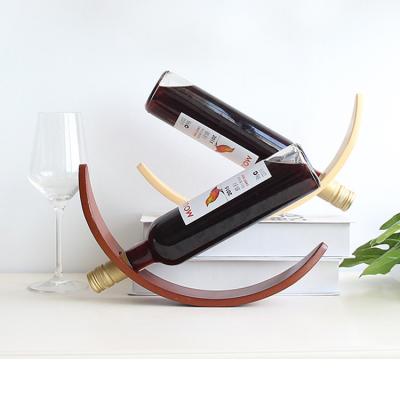 China Balance Moon Shape Decoration Hand - Carved Wooden Wine Rack and Balance Wine Rack for sale