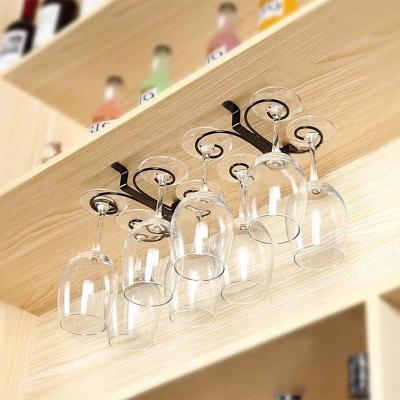 China Viable Under Cabinet Stemware Wine Glass Rack Holder 4 Glasses Organizer Hanger Storage Metal Rack for sale