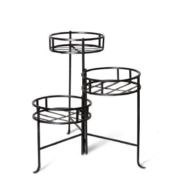 China Modern Rustic 3 Pots Metal Wire Wrought Iron Black Color Flower Display Stand Plant Pot Holders for sale