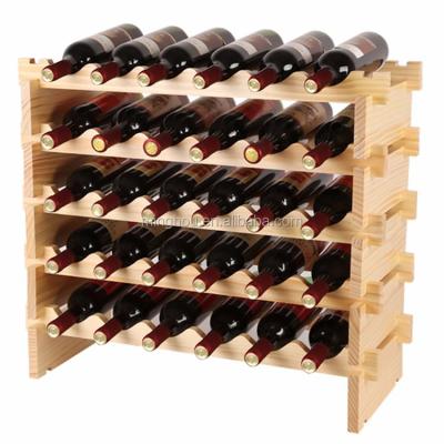 China Racks 30 Viable Bottle Stackable Wooden Wine Bottle Display Rack for sale