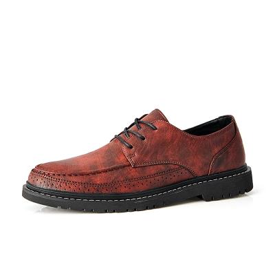 China 2021 Fashion Trend Men's Leather Shoes Hot Sale Fashionable Casual Soft Breathable Hand Made Shoes for sale