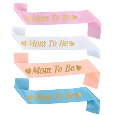 China Ployster Baby Shower Party Sash Decorations - MomTo Be Sash With Footprint Bear Mama Party Decoration Party Supplier New Bow Sash for sale