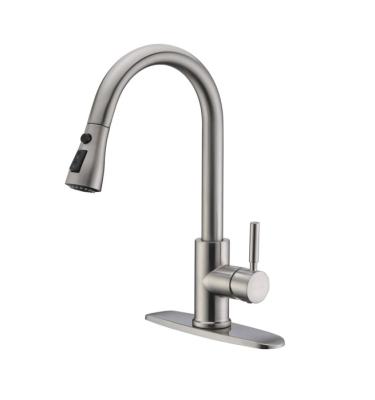 China Pull Out Spray Brushed Stainless Steel Nickel Pull Out Kitchen Sink Faucet Faucets With Pull Down Sprayer for sale