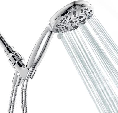 China Without Diverter High Pressure 6 Functions Hand Held Shower Head With 59 Inch Hose Bracket for sale