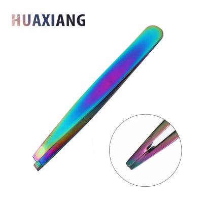 China Portable Rainbow Color Stainless Steel Eyebrow Tweezers Eyelash Extension Maker Tweezers for sale