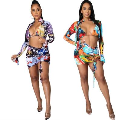 China TaoYan antibacterial stretching products 2022 new arrivals printing women swimwear 4 pieces summer swimwear for sale