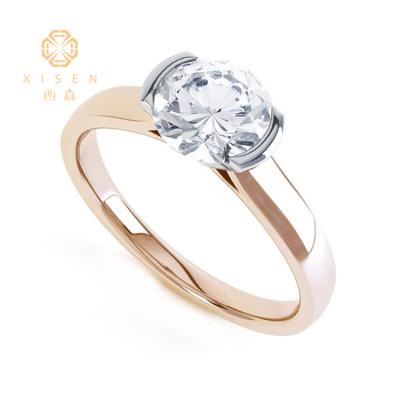 China Romantic Fine Jewelry Real Diamonds Around Rose Gold Rings CVD 1 Carat HPHT Certified IGI Lab Developed Diamond Rings for sale