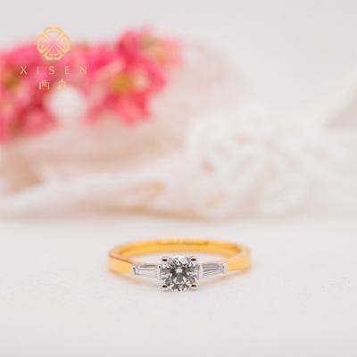 China Romantic Good Prices Fine Jewelry HPHT Diamond Round Brilliant Cut 0.7ct 14k/18k Yellow Gold Custom Engagement Ring For Sale for sale