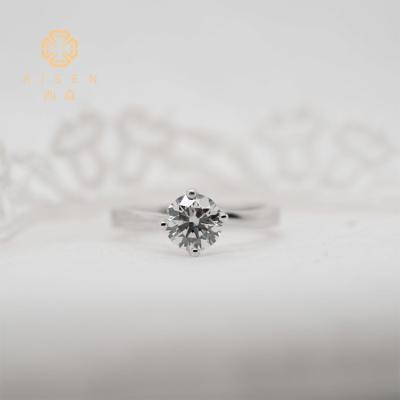 China Factory Price 0.85ct Romantic Synthetic CVD Diamond VVS2 Clarity Diamond Rings HPHT Round Brilliant Cut Rings Wholesale for sale