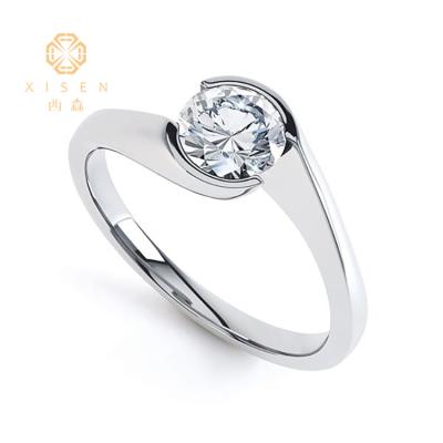 China Romantic Fine Jewelry 9K 14K 18k White Gold IGI Yellow Gold Certified Lab Grown Real White Round HPHT Diamond Ring for sale