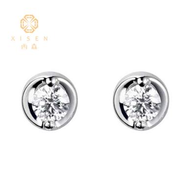 China Office / White Gold AU550 AU750 HPHT Diamond Earring Stud Jewelry With Quarry Lab Grown 0.5ct Xisen 9K 14k 18K Round Synthetic Diamond for sale