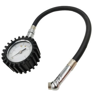 China Auto Car Tire Pressure Gauge With Hose , 60psi Dial Tire Gauge With Hose for sale