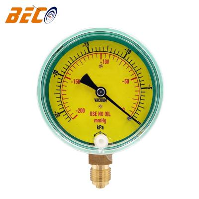 China Beco Pressure Gauge Inch 60mm Plastic Case Micro Bellows Pressure Gauge -25 KPa -200 mmHg 2.5 for sale