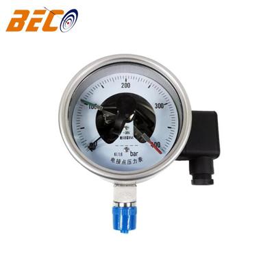 China High Accuracy Beco 100mm Stainless Steel Case All Stainless Steel Electric Contact Pressure Gauge for sale