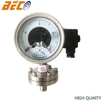 China Beco 16bar YX100A Diaphragm Contact Pressure Gauge Stainless Steel Electric Diaphragm Pressure Gauge for sale