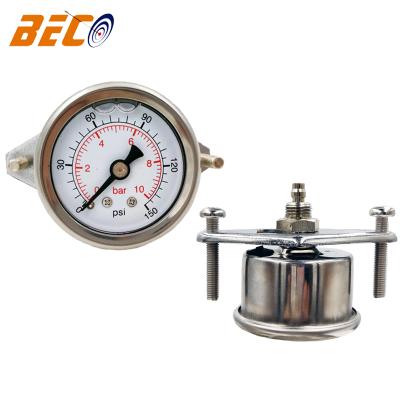 China Beco 40mm Stainless Steel Case Pressure Gauge Bracket Oil Filled Pressure Gauges for sale