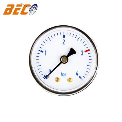 China Beco General Pressure Gauge 1.5inch 4 Bar High Return Plastic Cost-effective Base Plastic Case General Pressure Gauge for sale