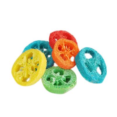 China Amazon Hot Selling Viable Rabbit Chew Toys Drilling Natural Bunny Toy Shredder Toys Multi Color For Dental Health Guinea Pig Loofah for sale