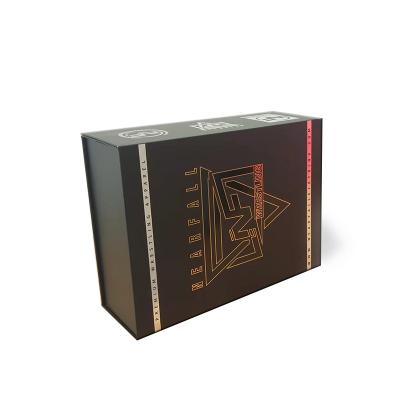 China Folding Box Black UV Coating Book Form Folding Recycled Paper Gift Packaging Folding Magnetic Custom Closing Logo Shoe Paper Box for sale