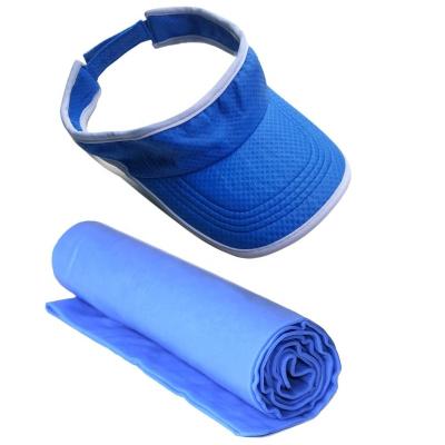 China 2019 New Style PVA Hat Sun Visor Cap Anti-UV Cooling Towel For Neck Package Sports Tennis Golf Blue Gift Set For Women Men for sale