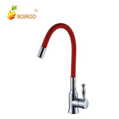 China Hot Sale Bathroom&Kitchen Faucet 360 Degree BOiROO One Sense Faucets Single Hole Pull Down Single Handle Red Pull Down Faucet for sale