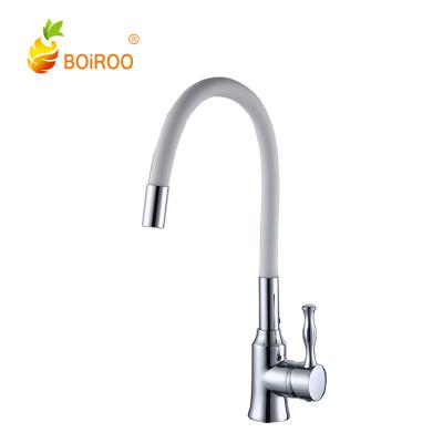 China Hot Sale Bathroom&Kitchen Faucet 360 Degree BOiROO One Sense Taps Hole Pull Out Single Handle Pull-Down White Single Faucet for sale