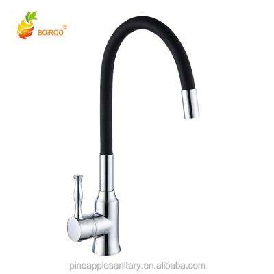 China Sense Faucets BOiROO Brass 360 Degree Rotating Black Single Hole Single Handle Hose Pipe Kitchen Faucet Pull-Down Hot And Cold Water Mixing for sale