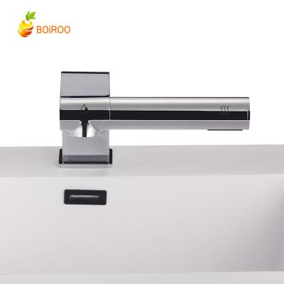 China Sense Faucets BOiROO Brass Chrome Plated 2 in 1 Automatic Basin Sensor Faucet Hand Dryer Hand Wash Smart Faucet for sale