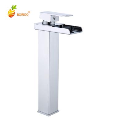 China Faucets BOiROO Waterfall Bathroom Sink Faucet Chrome Metered Flute High Hot And Cold Water Mixer Tap One Hole Single Handle Factory Supply for sale