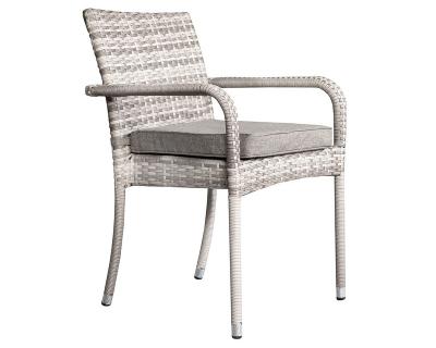 China ROma Modern Stackable Rattan Garden Chair in Gray with Arm and Cushion for sale