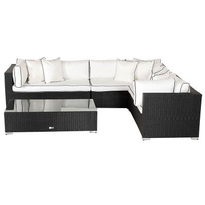 China New Design 2021 Traditional Black Chocolate Aluminum Wicker Monaco Daybed Sofa for sale