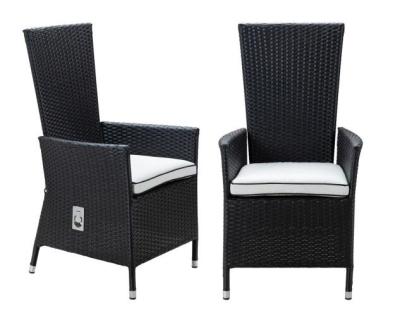 China Modern pair of rattan reclining garden chairs in black and vanilla for sale