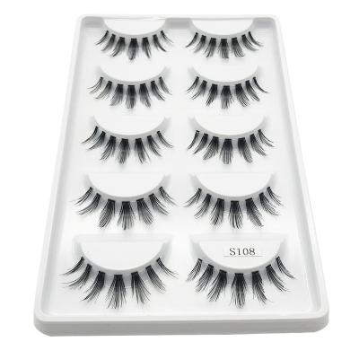 China Natural Long False Eyelashes 5 Pairs Luxurious 3D False Eye Lashes Cross 5 Pairs Lashes Handmade False Eyelashes Set Professional for sale